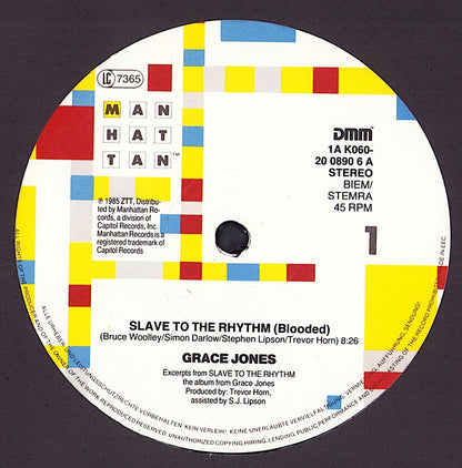 Grace Jones ‎- Slave To The Rhythm Vinyl 12"