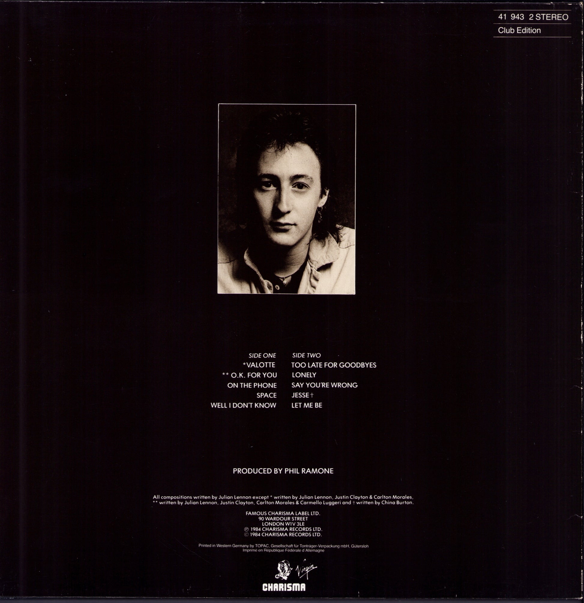 Julian Lennon – Valotte Vinyl LP