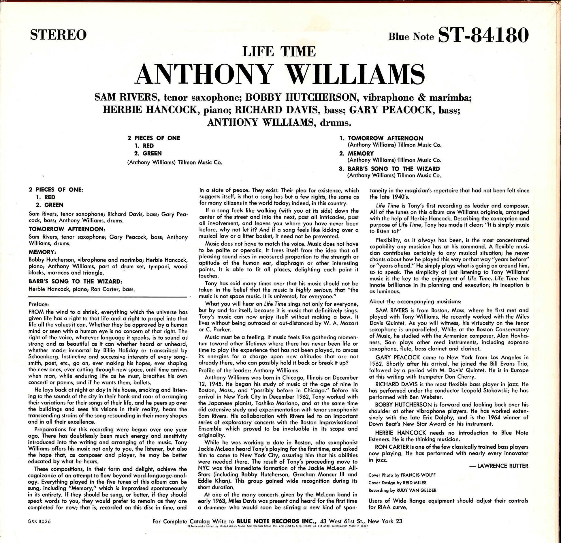Anthony Williams - Life Time Vinyl LP