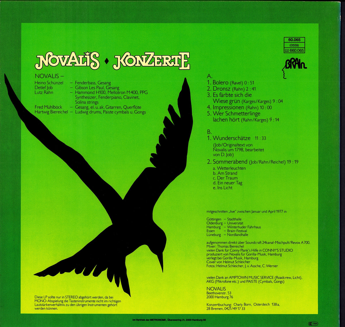 Novalis – Konzerte Vinyl LP | DE Reissue | 1978 Kopie