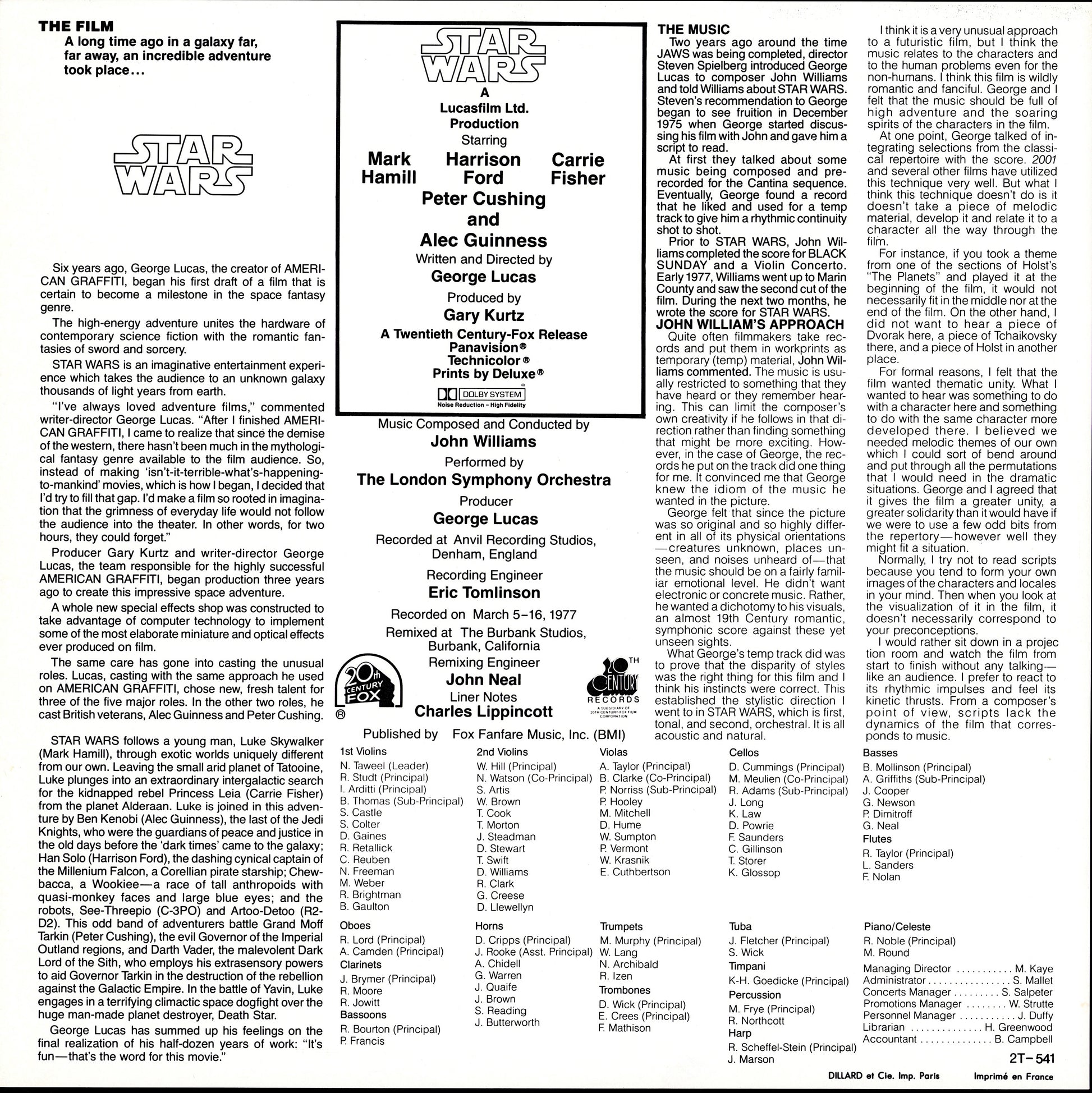 John Williams - The London Symphony Orchestra ‎- "Star Wars" Vinyl 2LP + Poster