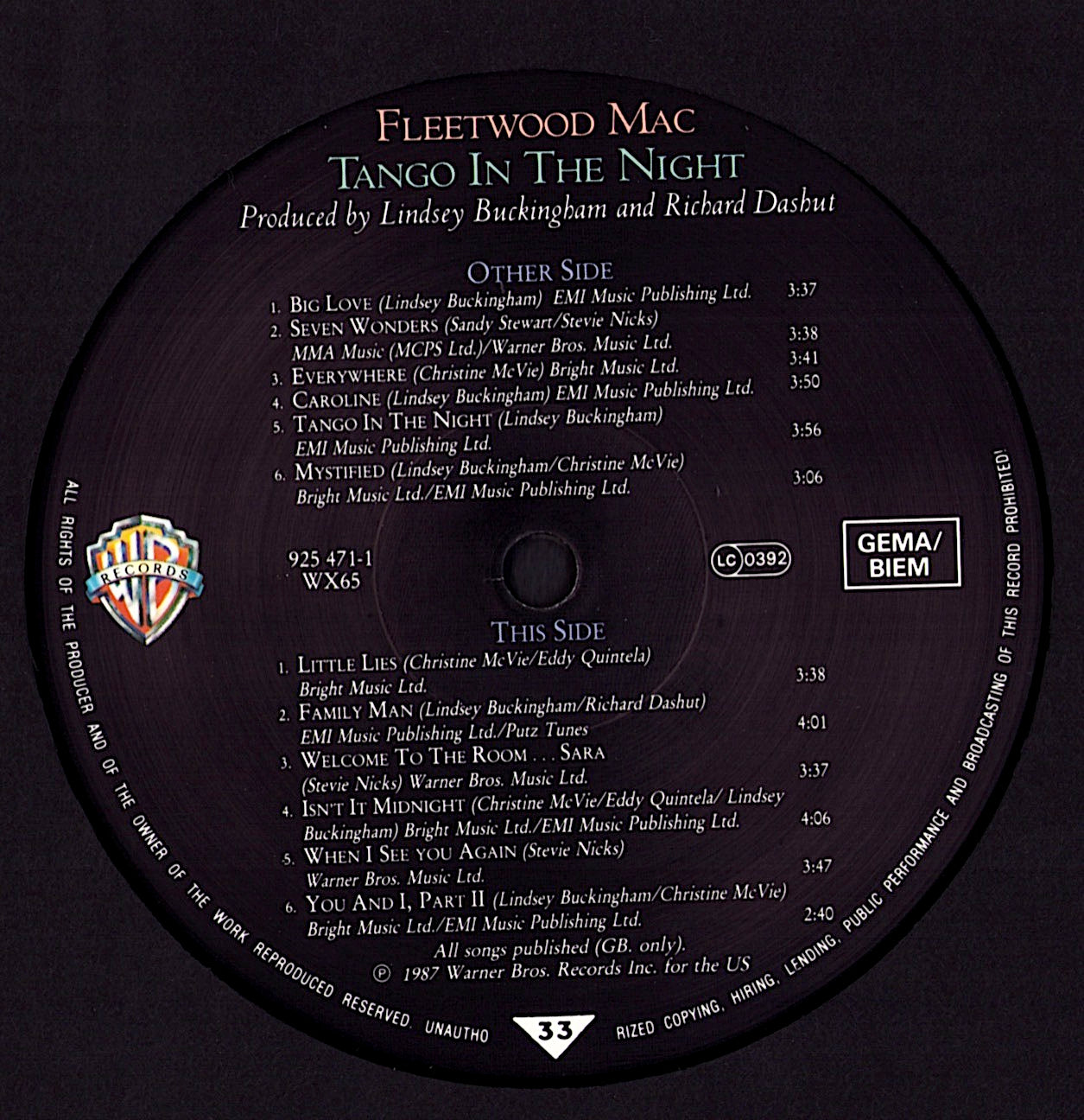 Fleetwood Mac – Tango In The Night Vinyl LP