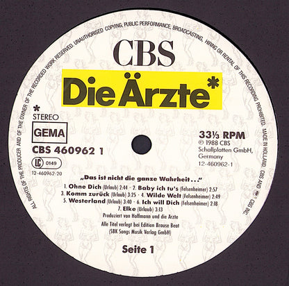 Die Ärzte ‎- Das Ist Nicht Die Ganze Wahrheit... Vinyl LP