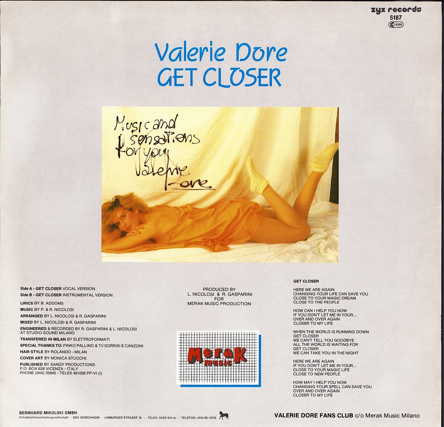 Valerie Dore ‎- Get Closer Vinyl 12" Maxi-Single