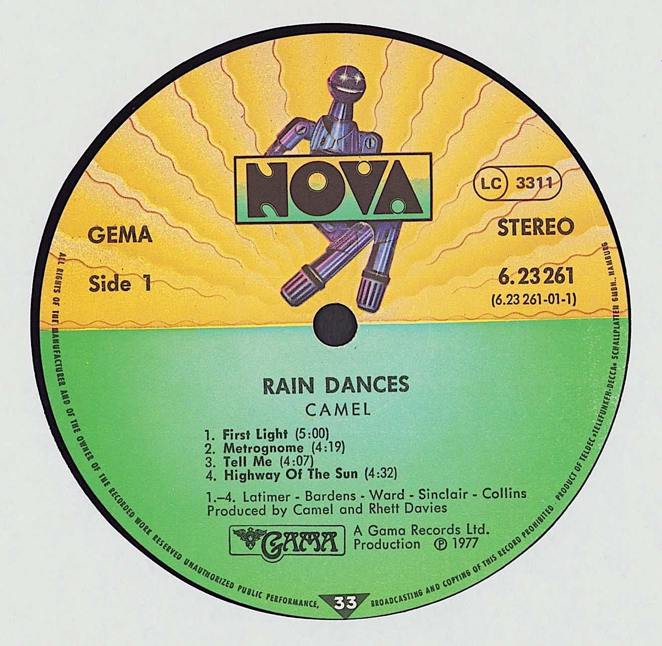 Camel ‎- Rain Dances Vinyl LP