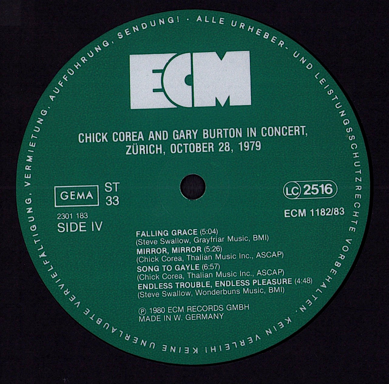 Chick Corea And Gary Burton – In Concert, Zürich, October 28, 1979 2xVinyl LP | DE Original | 1980