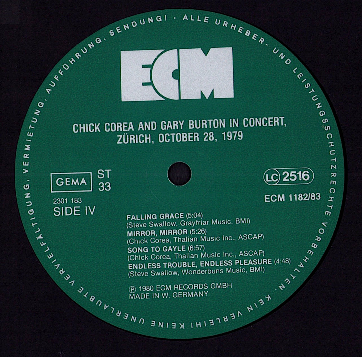 Chick Corea And Gary Burton – In Concert, Zürich, October 28, 1979 2xVinyl LP | DE Original | 1980