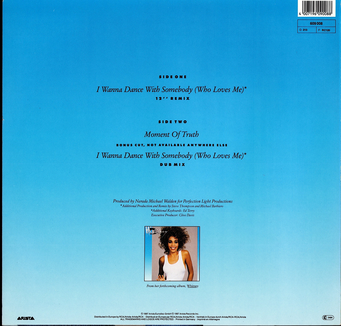 Whitney Houston – I Wanna Dance With Somebody Who Loves Me Vinyl 12" Maxi | EU Original | 1987