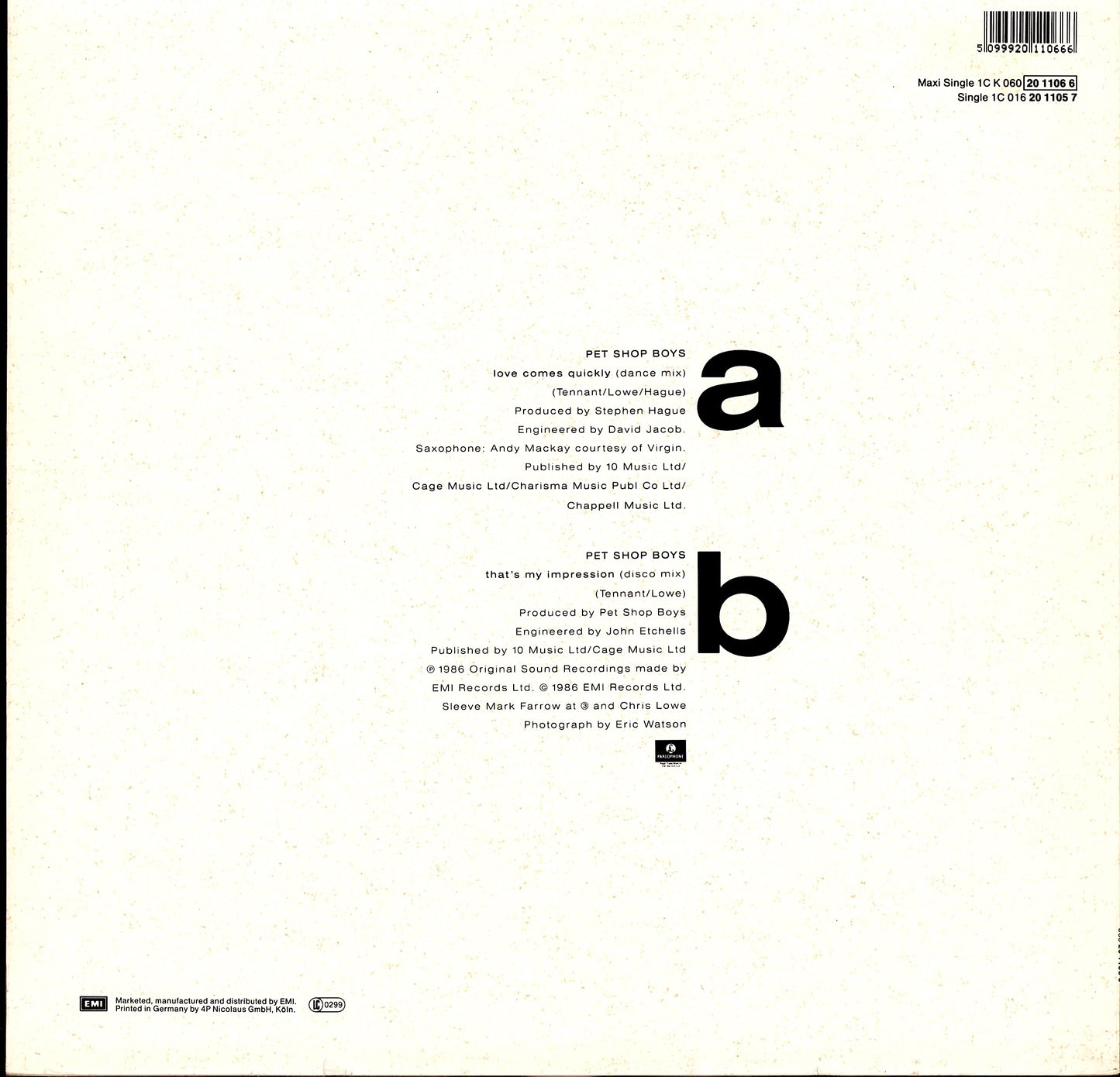 Pet Shop Boys – Love Comes Quickly Vinyl 12" Maxi | DE Original | 1986