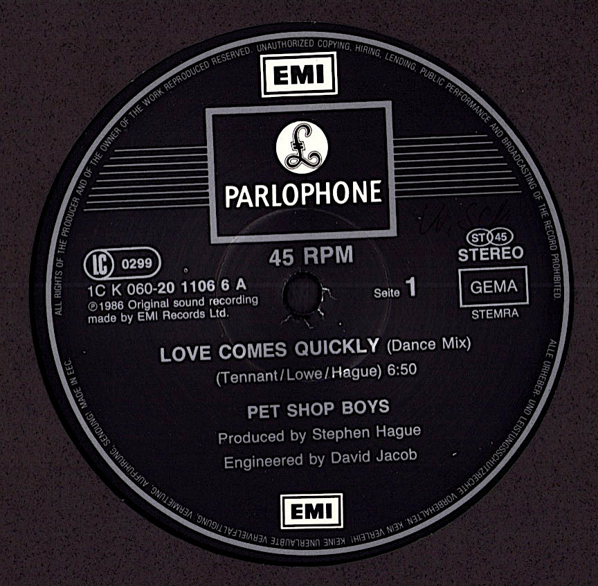 Pet Shop Boys – Love Comes Quickly Vinyl 12" Maxi | DE Original | 1986