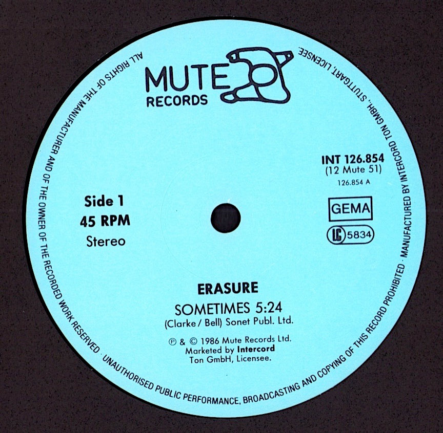 Erasure – Sometimes Vinyl 12" Maxi | DE Original | 1986