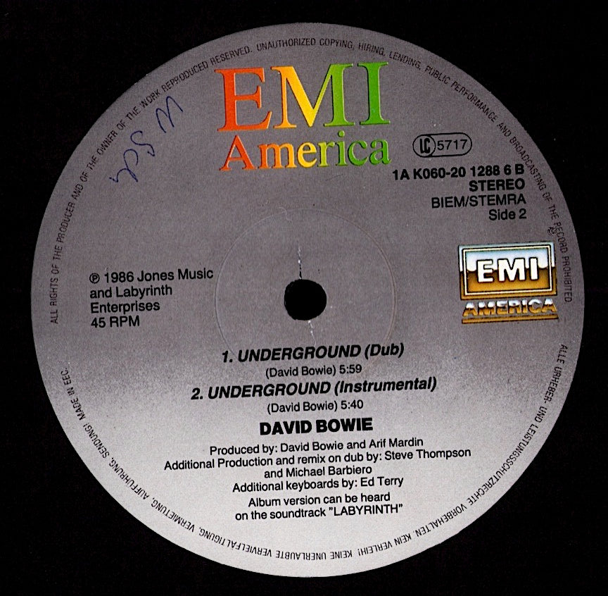 David Bowie – Underground Extended Dance Mix Vinyl 12" Maxi | EU Original | 1986