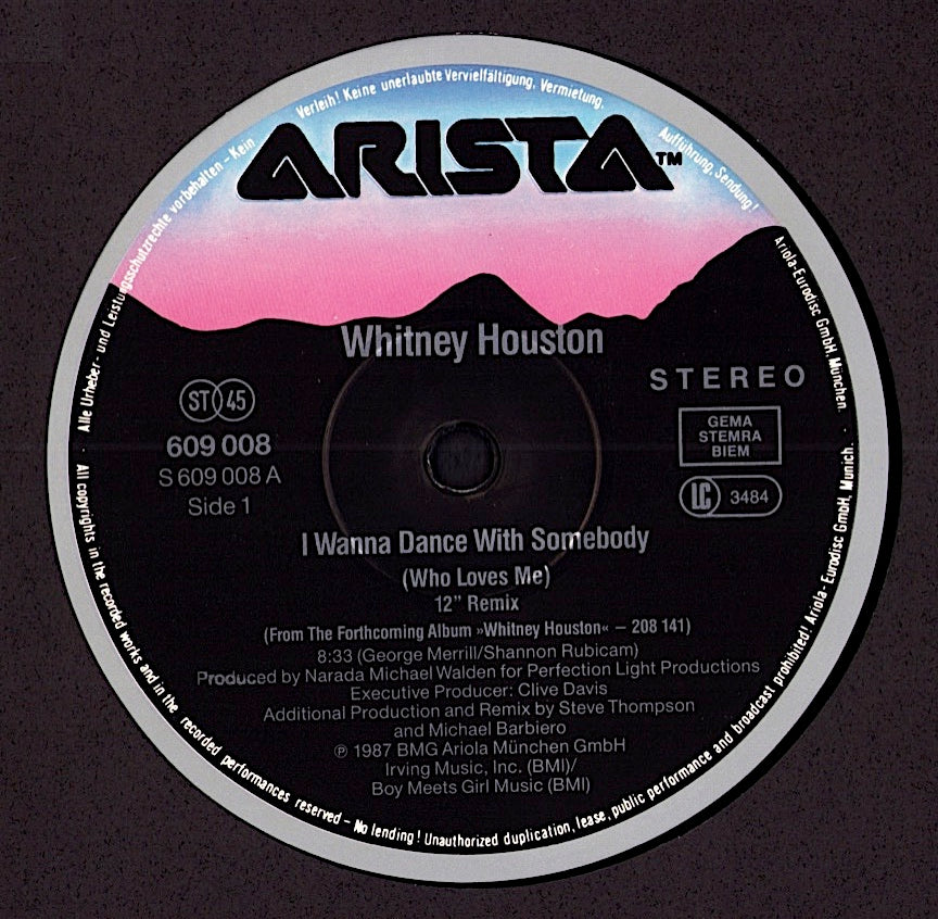 Whitney Houston – I Wanna Dance With Somebody Who Loves Me Vinyl 12" Maxi | EU Original | 1987