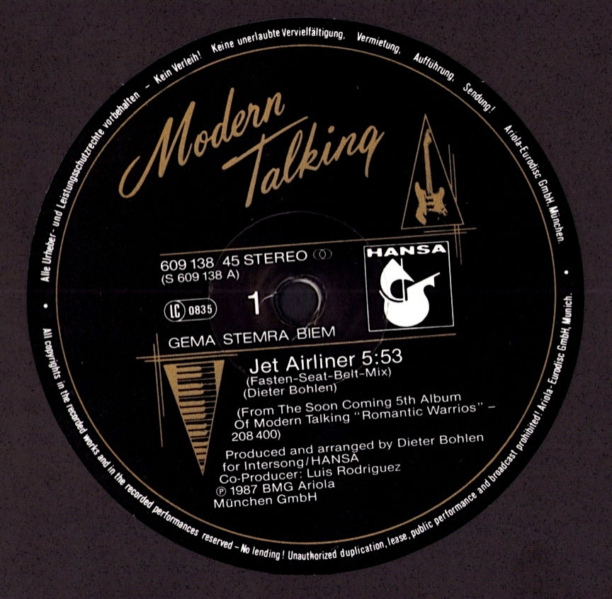 Modern Talking – Jet Airliner Fasten-Seat-Belt-Mix Vinyl 12" Maxi | EU Original | 1987