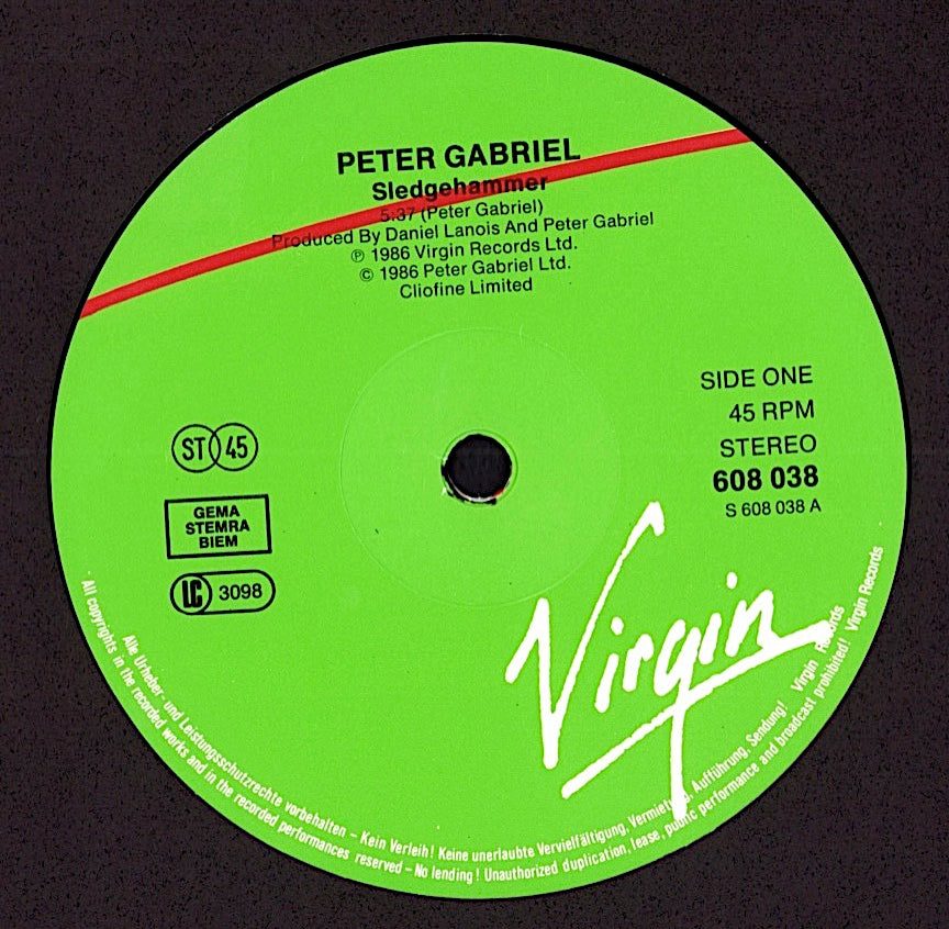 Peter Gabriel ‎- Sledgehammer Vinyl 12" Maxi Kopie