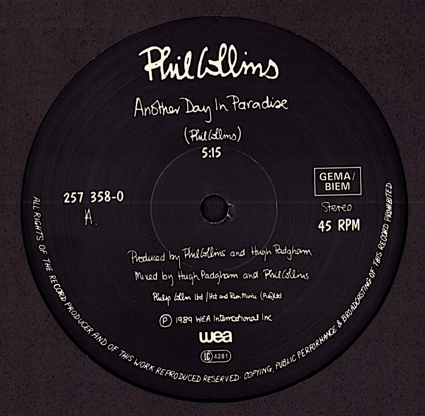 Phil Collins – Another Day In Paradise Vinyl 12" Kopie
