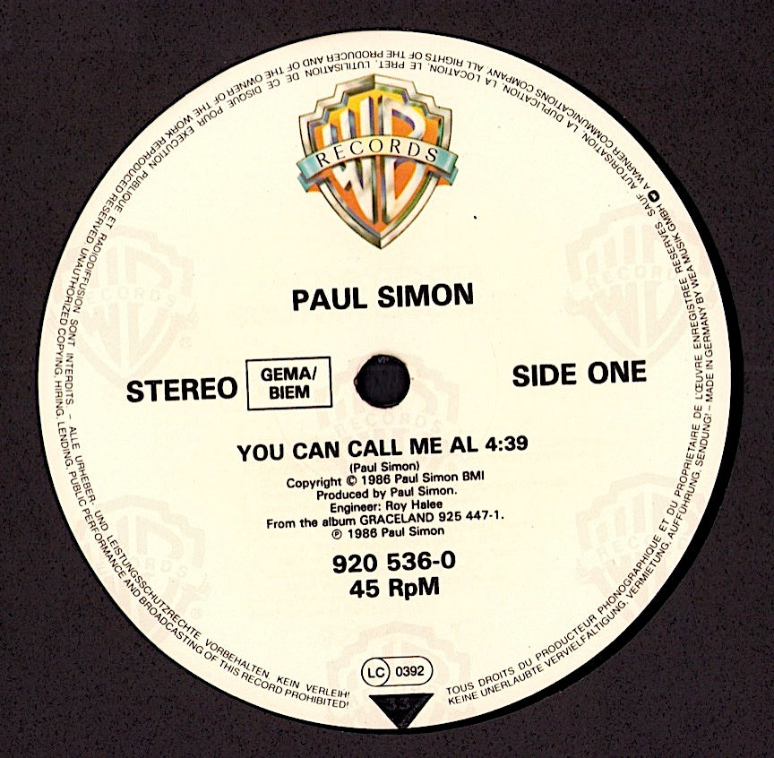 Paul Simon – You Can Call Me Al Vinyl 12" Maxi | EU Original | 1986