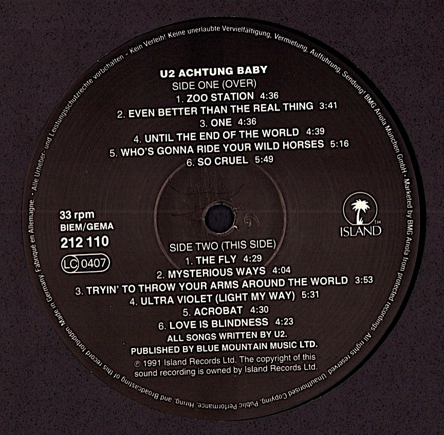 U2 – Achtung Baby Vinyl LP | EU Reissue | 1991