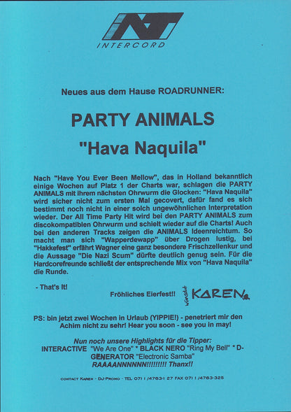 Party Animals ‎- Hava Naquila Vinyl 12"