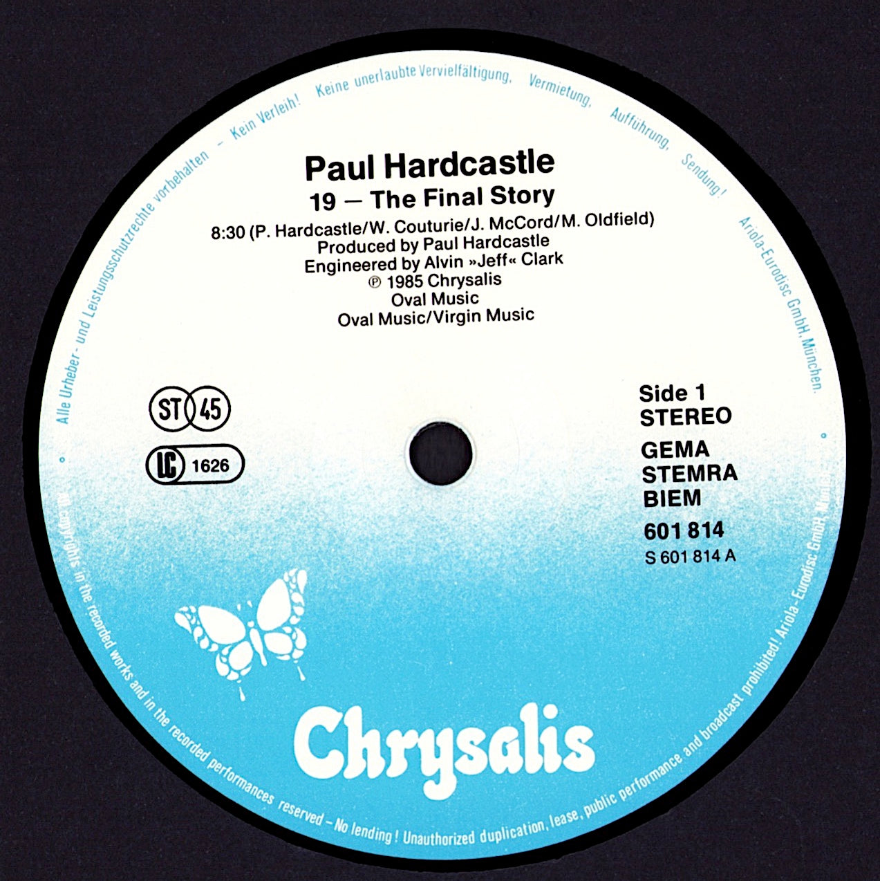 Paul Hardcastle – 19 The Final Story Vinyl 12" Maxi-Single