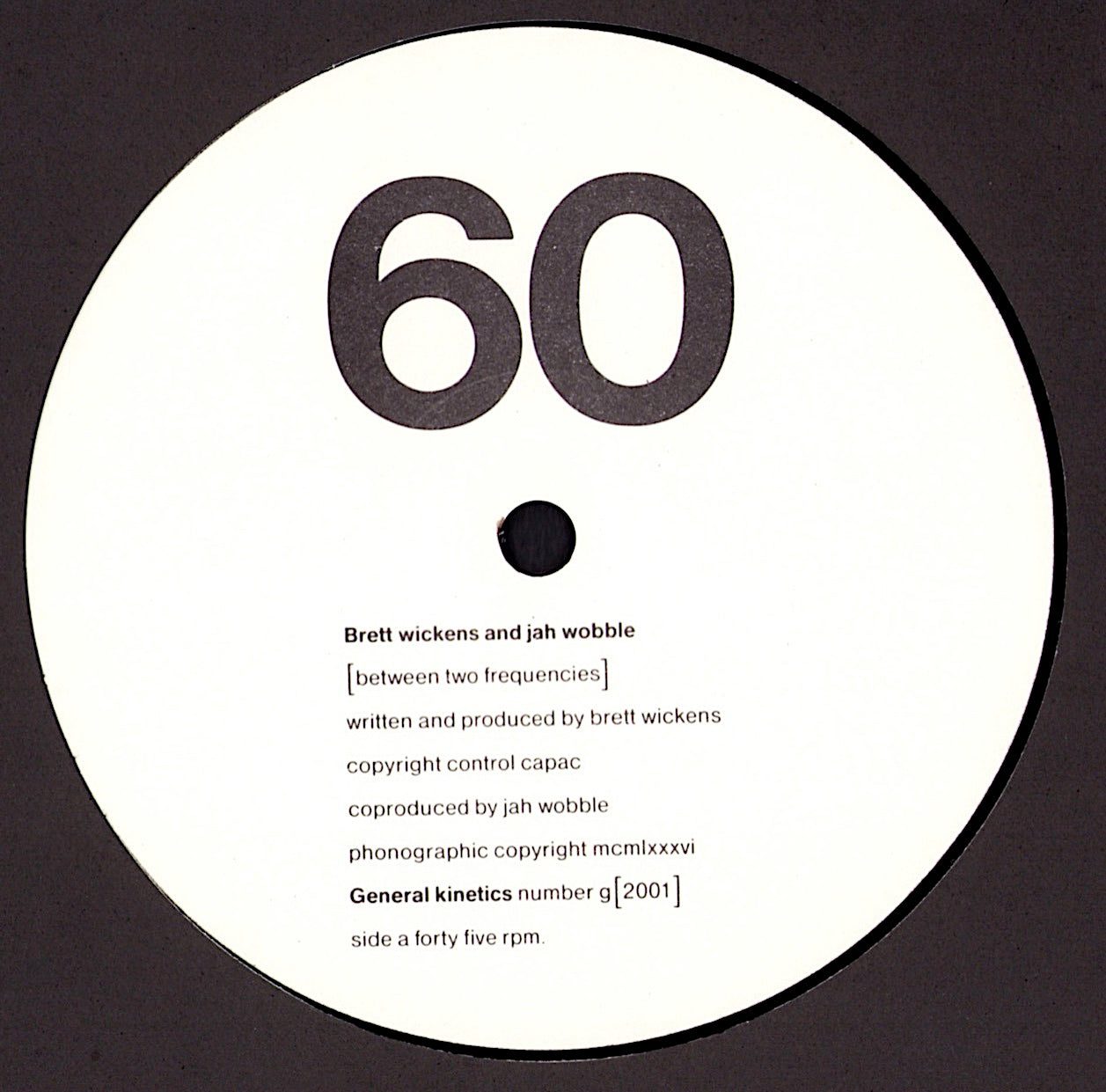 Brett Wickens and Jah Wobble – Between Two Frequencies Vinyl 12" Maxi-Single