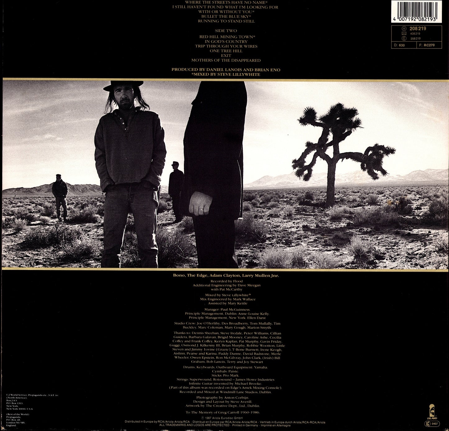 U2 ‎- The Joshua Tree Vinyl LP