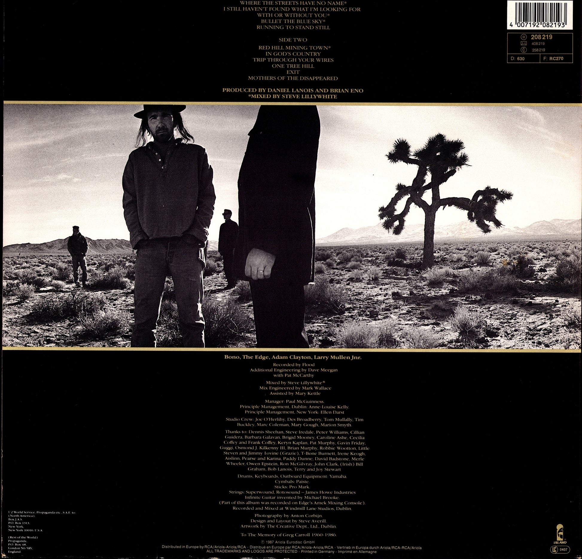 U2 ‎- The Joshua Tree Vinyl LP
