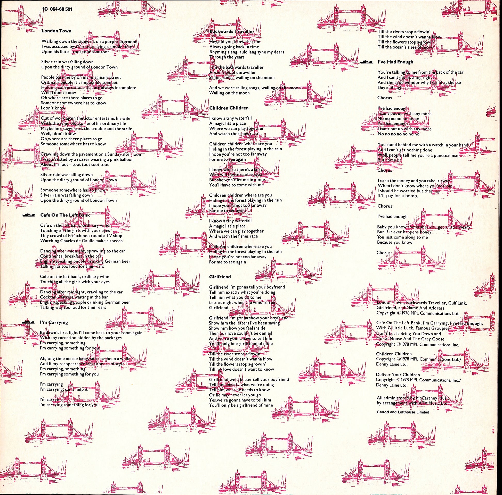 Wings - London Town Vinyl LP