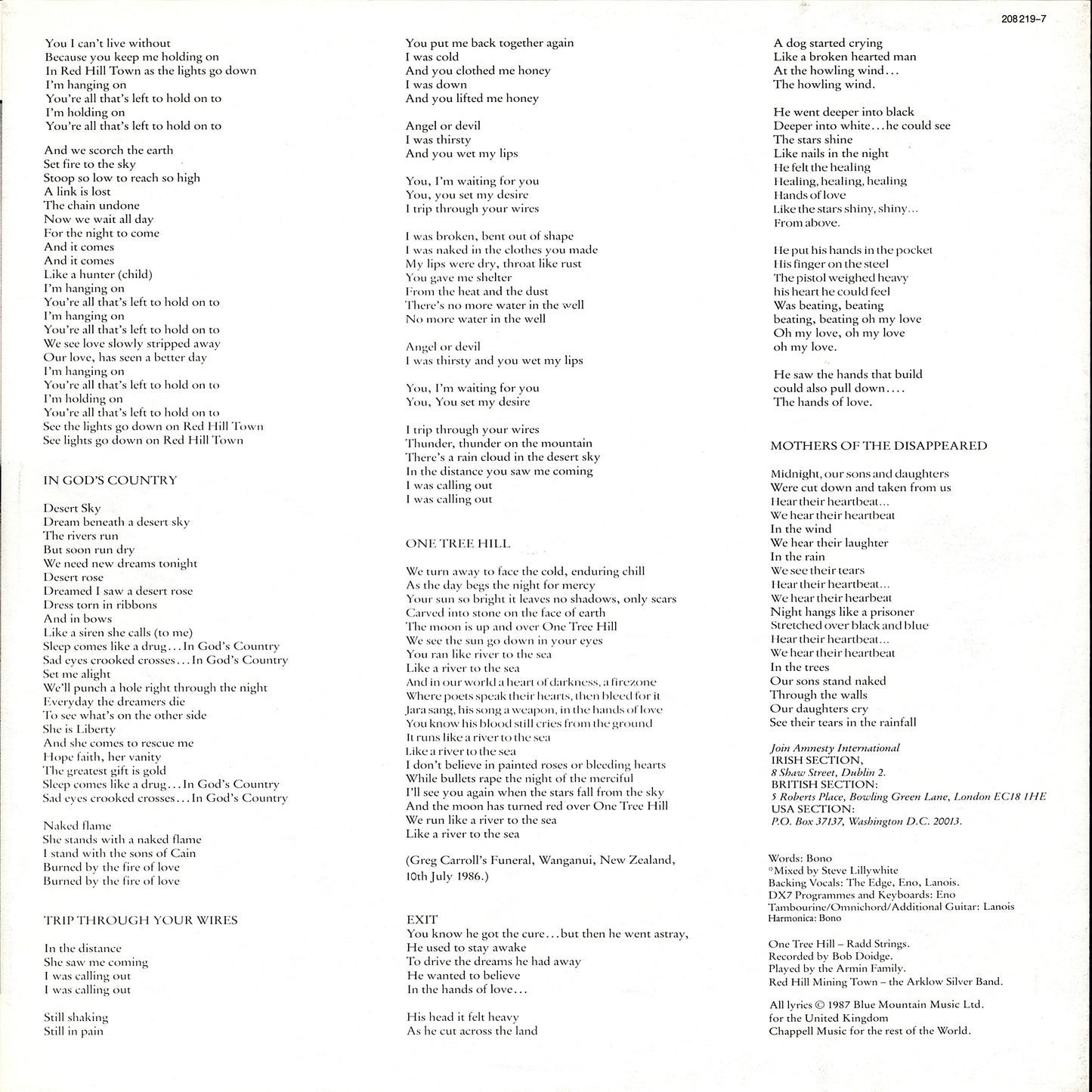 U2 ‎- The Joshua Tree Vinyl LP