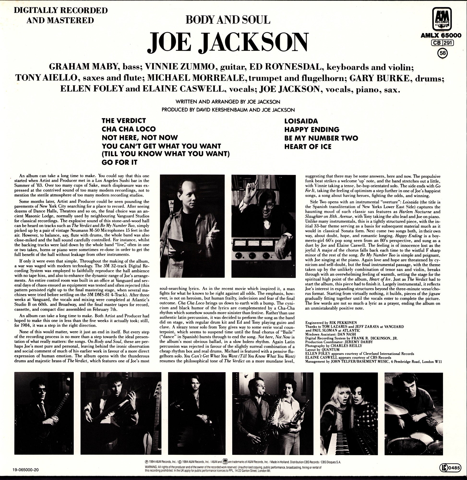 Joe Jackson ‎– Body And Soul Vinyl LP