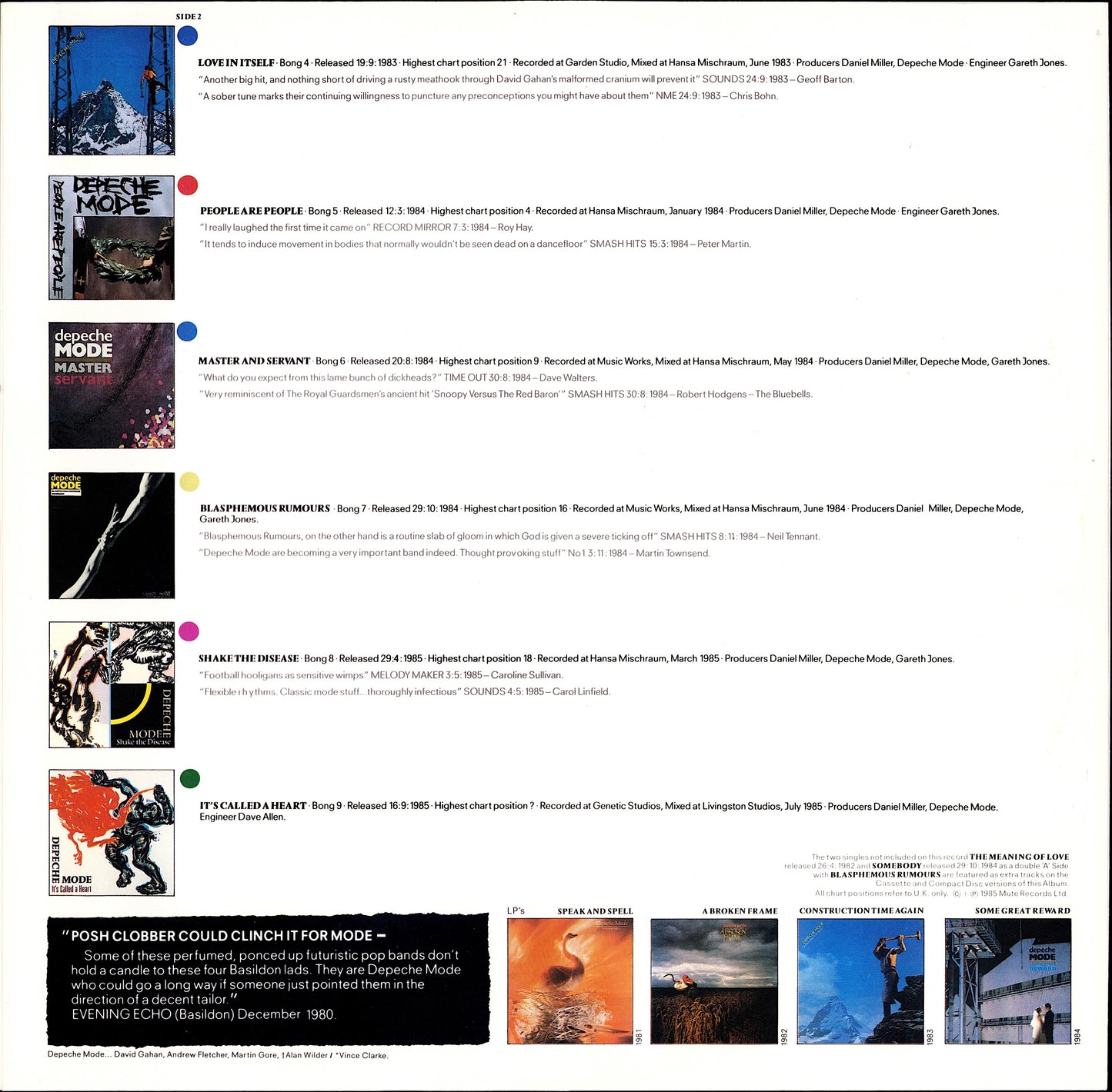 Depeche Mode ‎– The Singles 81 - 85 Grey Vinyl LP