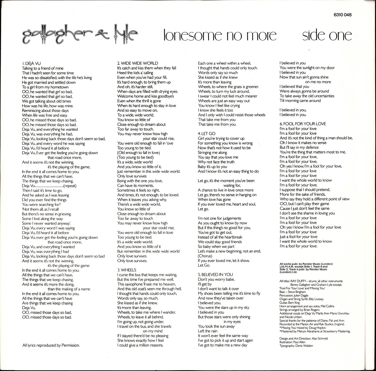 Gallagher & Lyle – Lonesome No More Vinyl LP