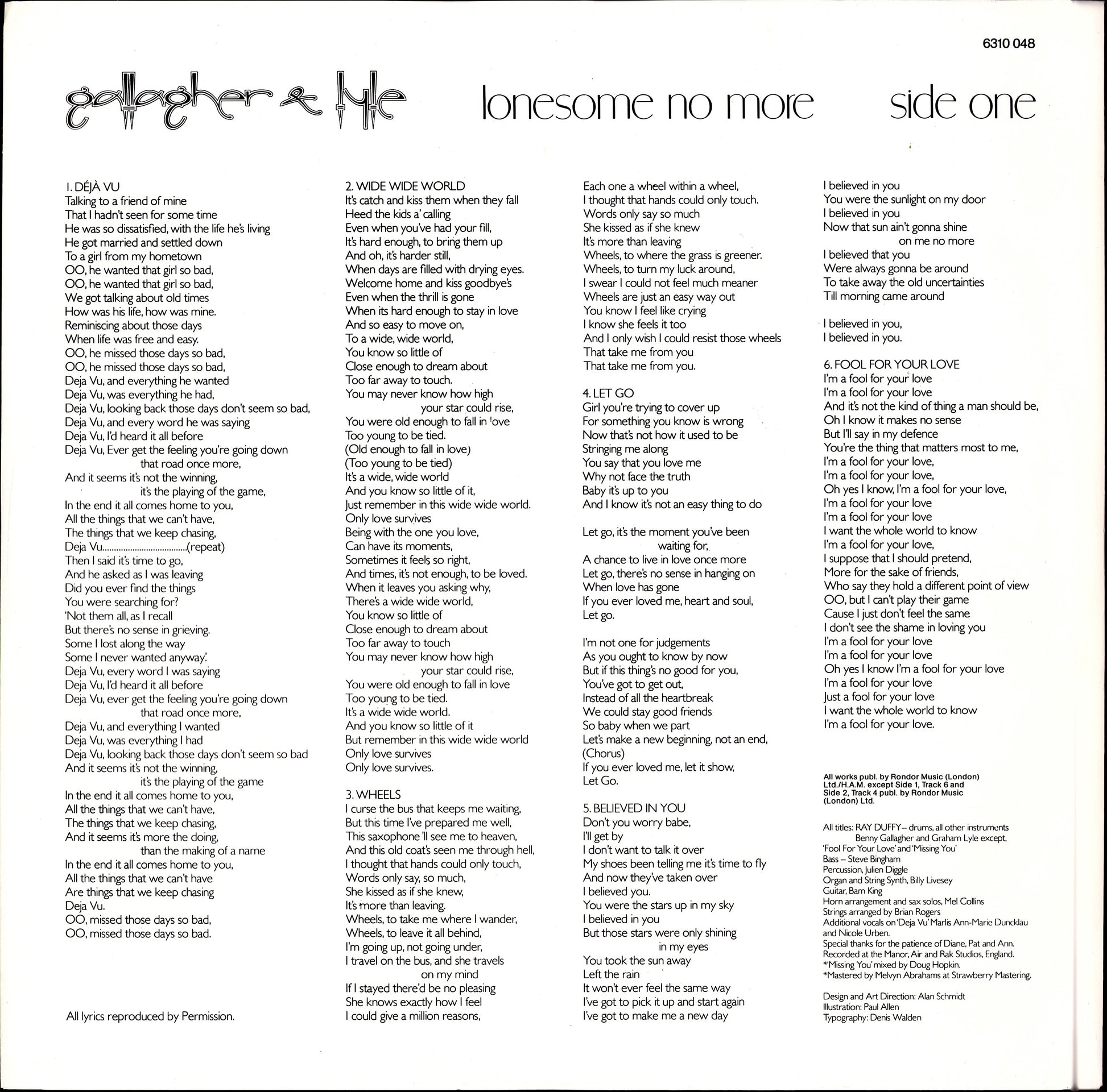 Gallagher & Lyle – Lonesome No More Vinyl LP