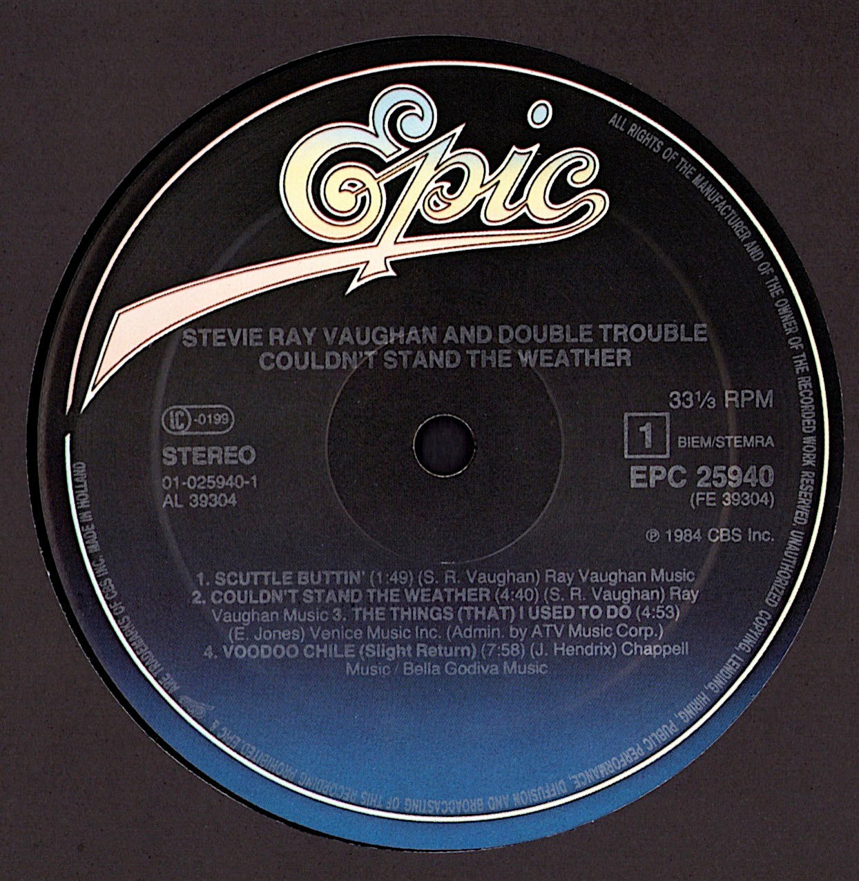 Stevie Ray Vaughan And Double Trouble – Couldn't Stand The Weather Vinyl LP