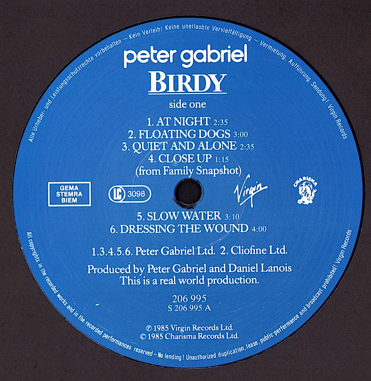 Peter Gabriel – Birdy Music From The Film By Peter Gabriel Vinyl LP