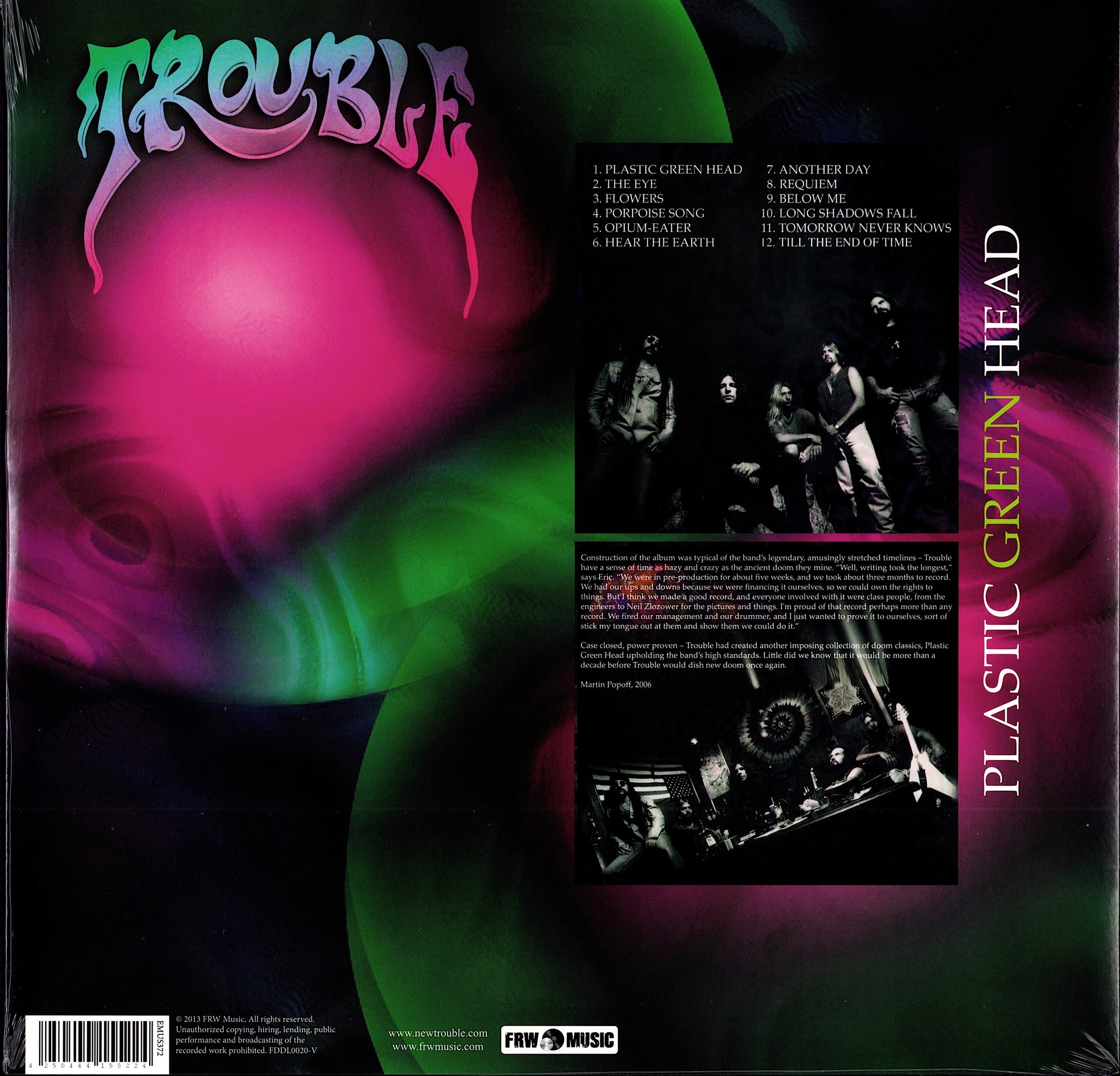 Trouble - Plastic Green Head Green Transparent Vinyl LP
