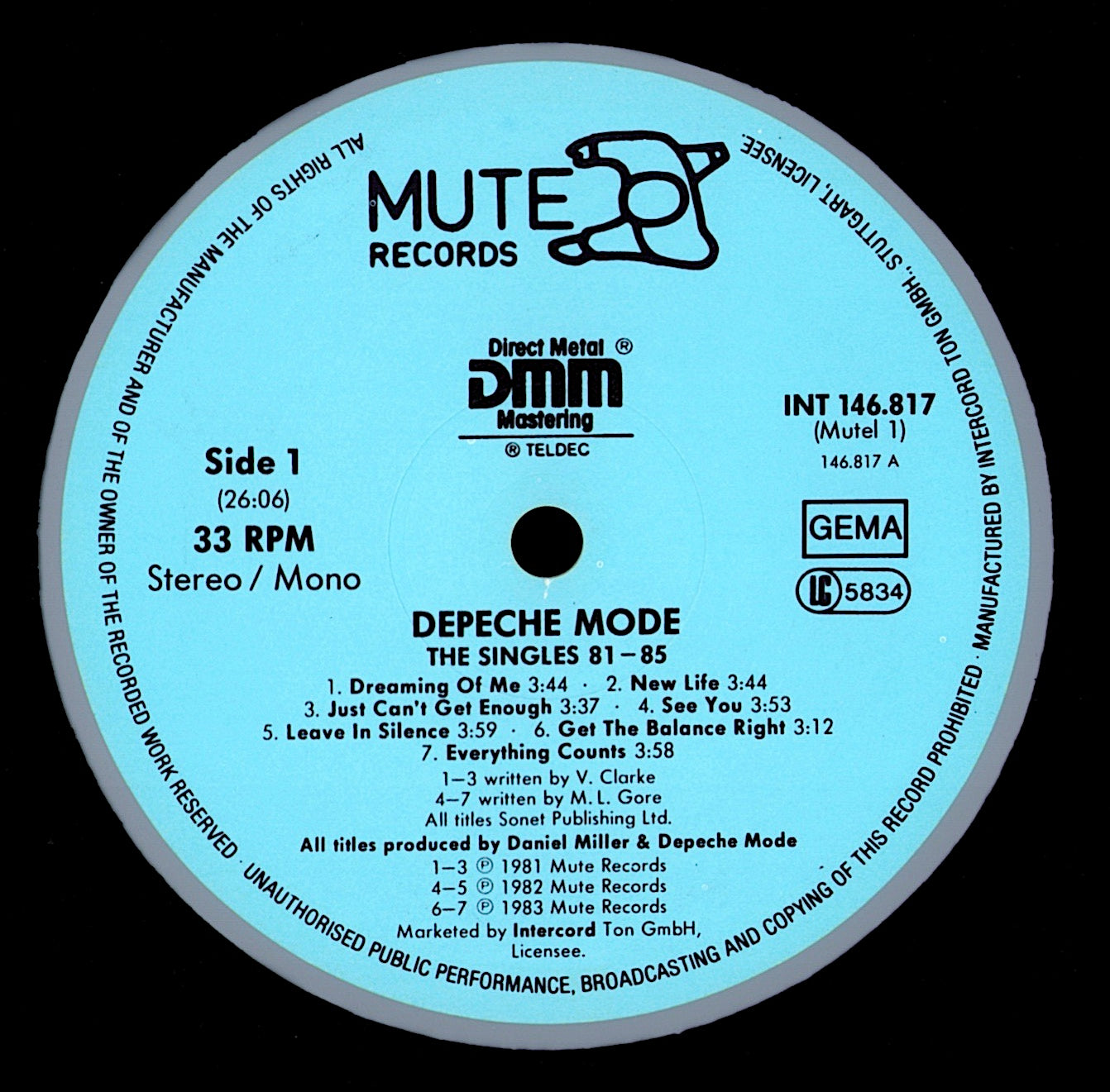 Depeche Mode ‎– The Singles 81 - 85 Grey Vinyl LP