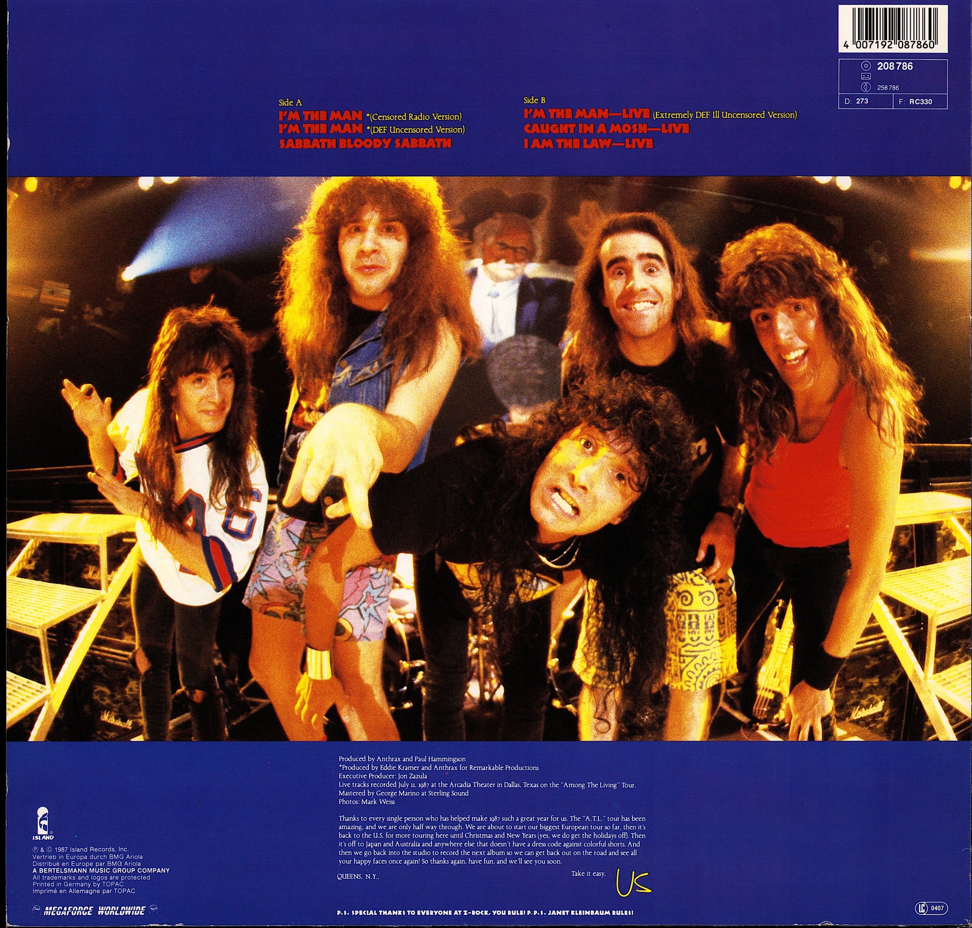 Anthrax – I'm The Man Vinyl 12" Maxi-Single