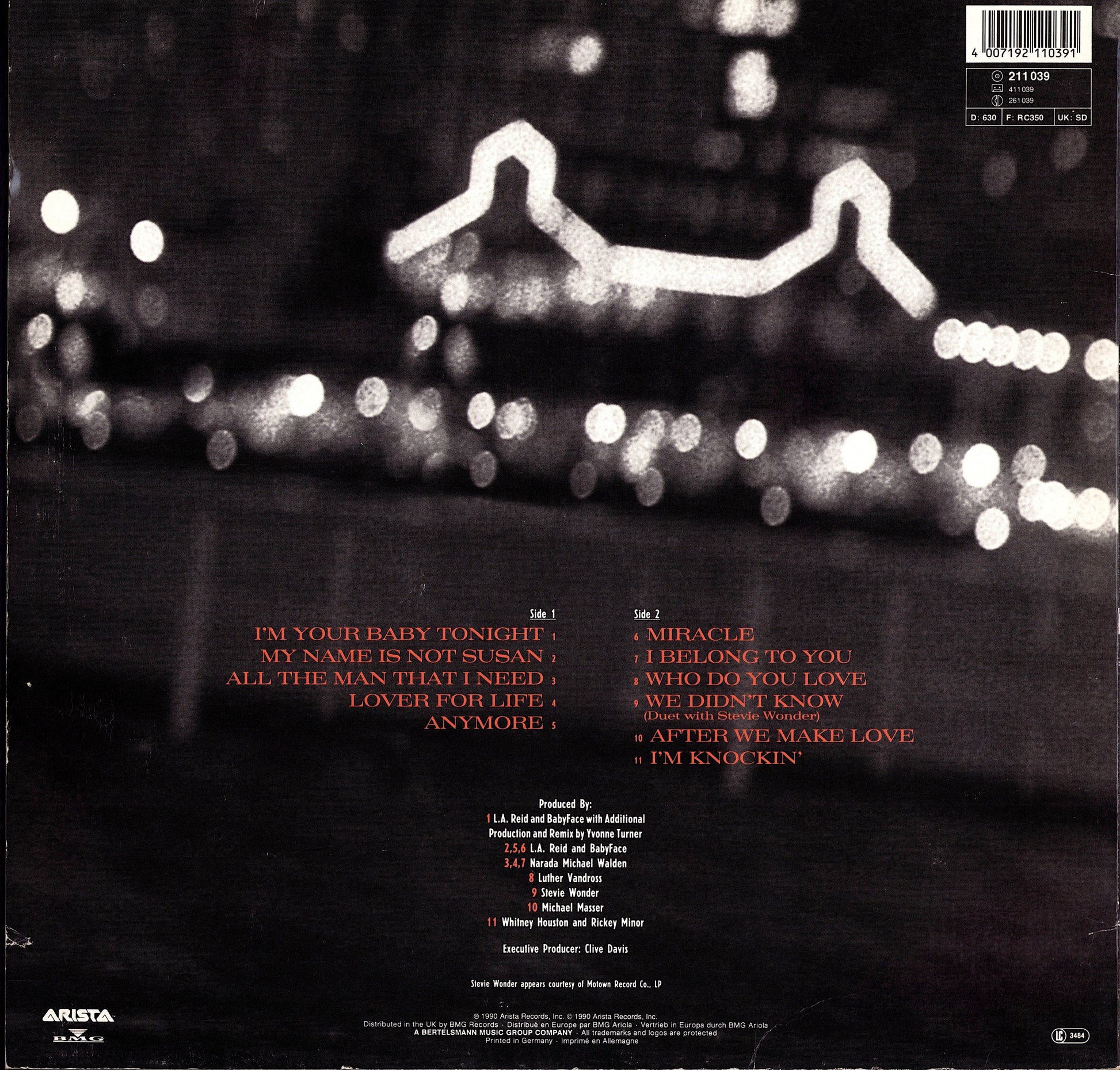 Whitney Houston – I'm Your Baby Tonight Vinyl LP