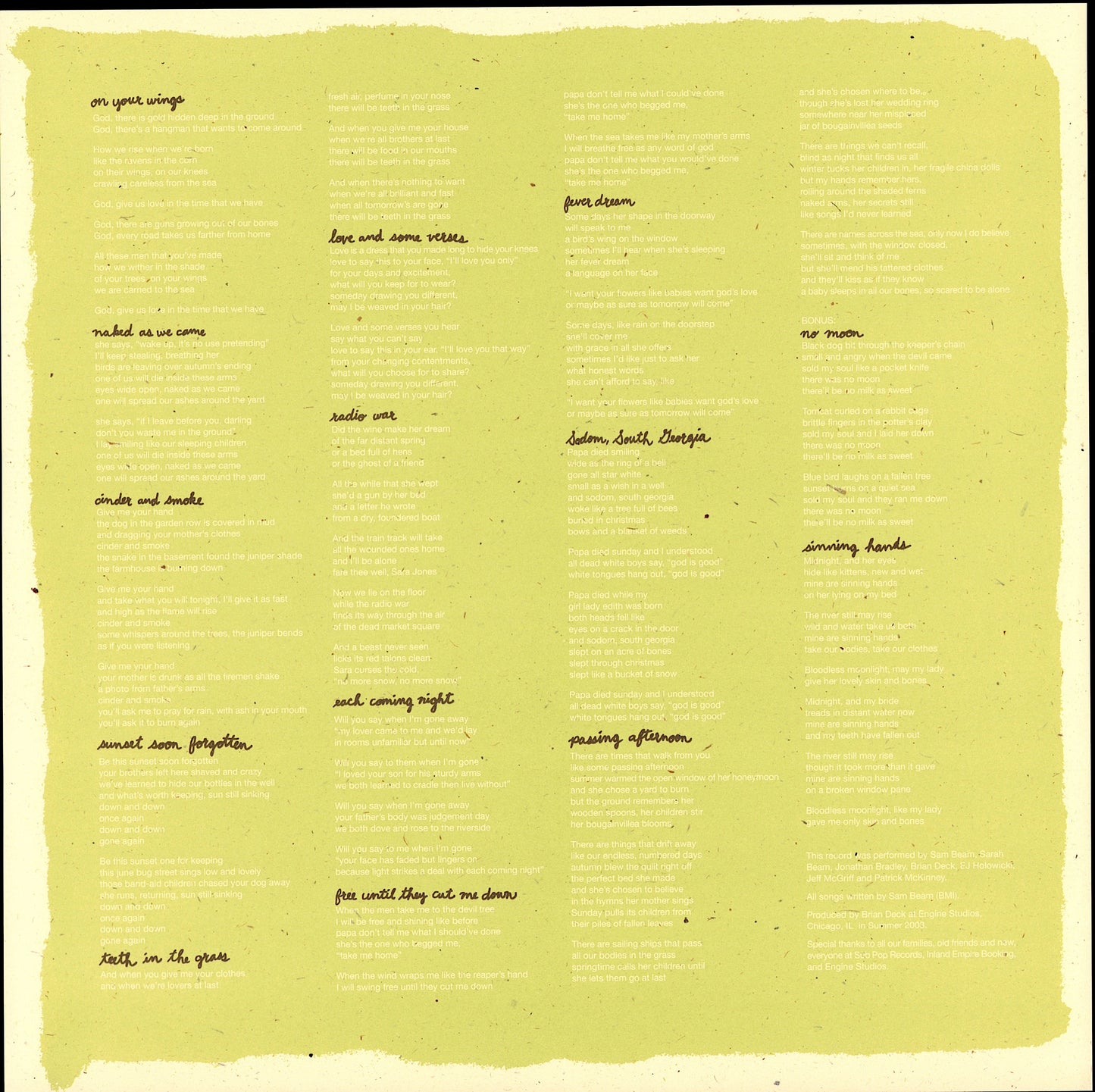 Iron + Wine - Our Endless Numbered Days Vinyl LP