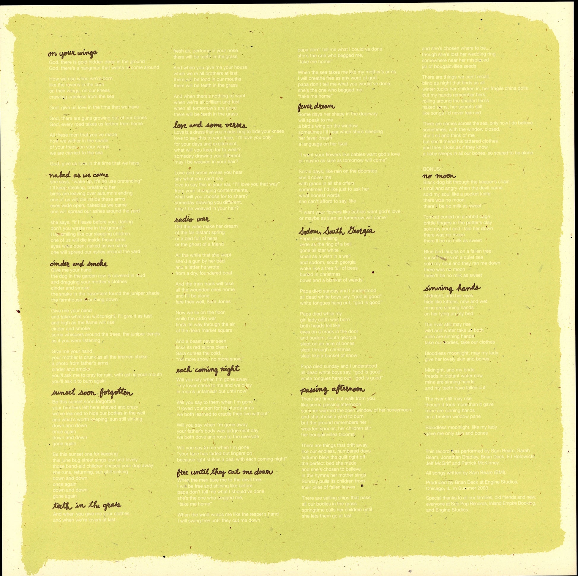 Iron + Wine - Our Endless Numbered Days Vinyl LP