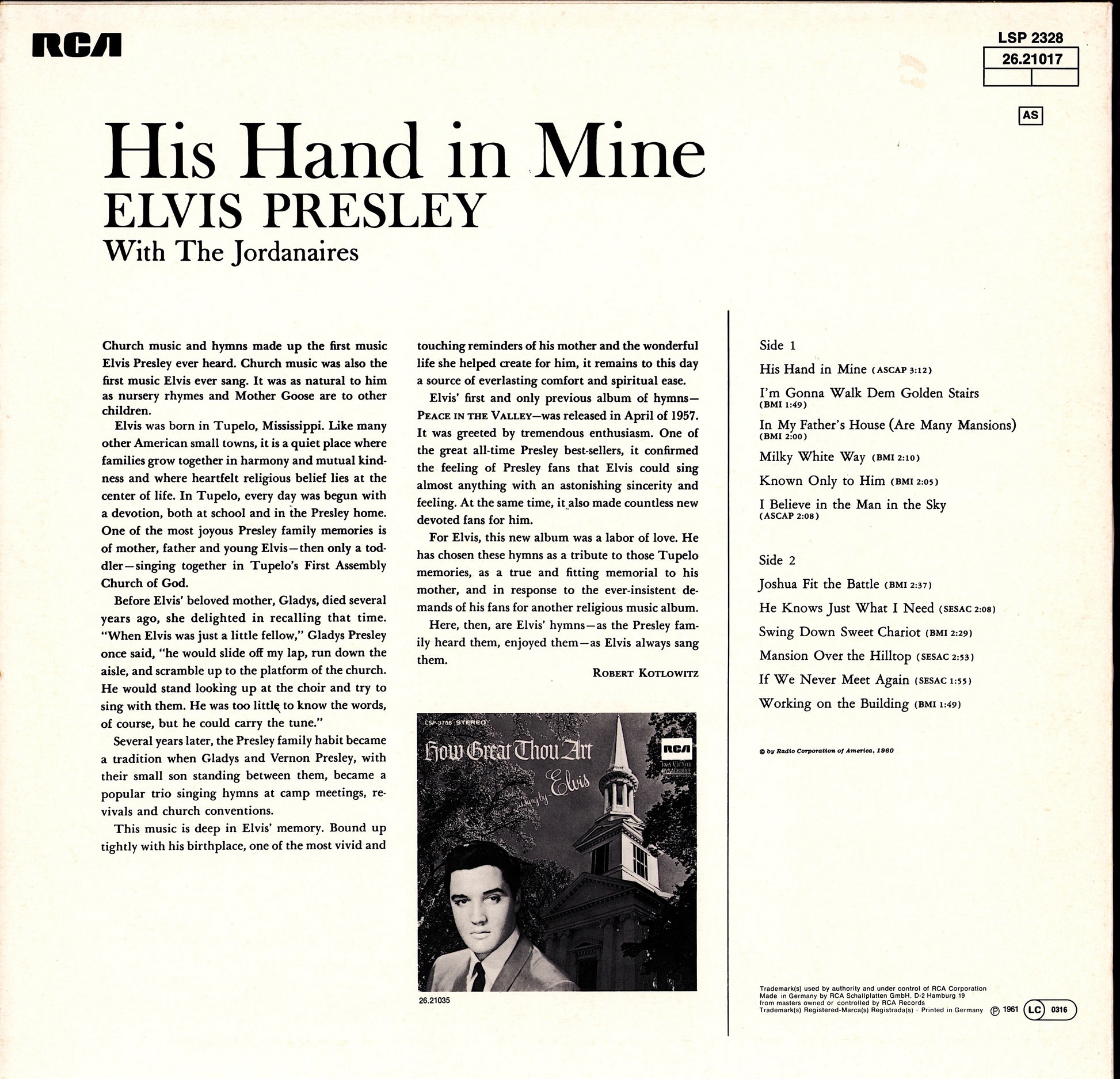 Elvis - His Hand In Mine Vinyl LP
