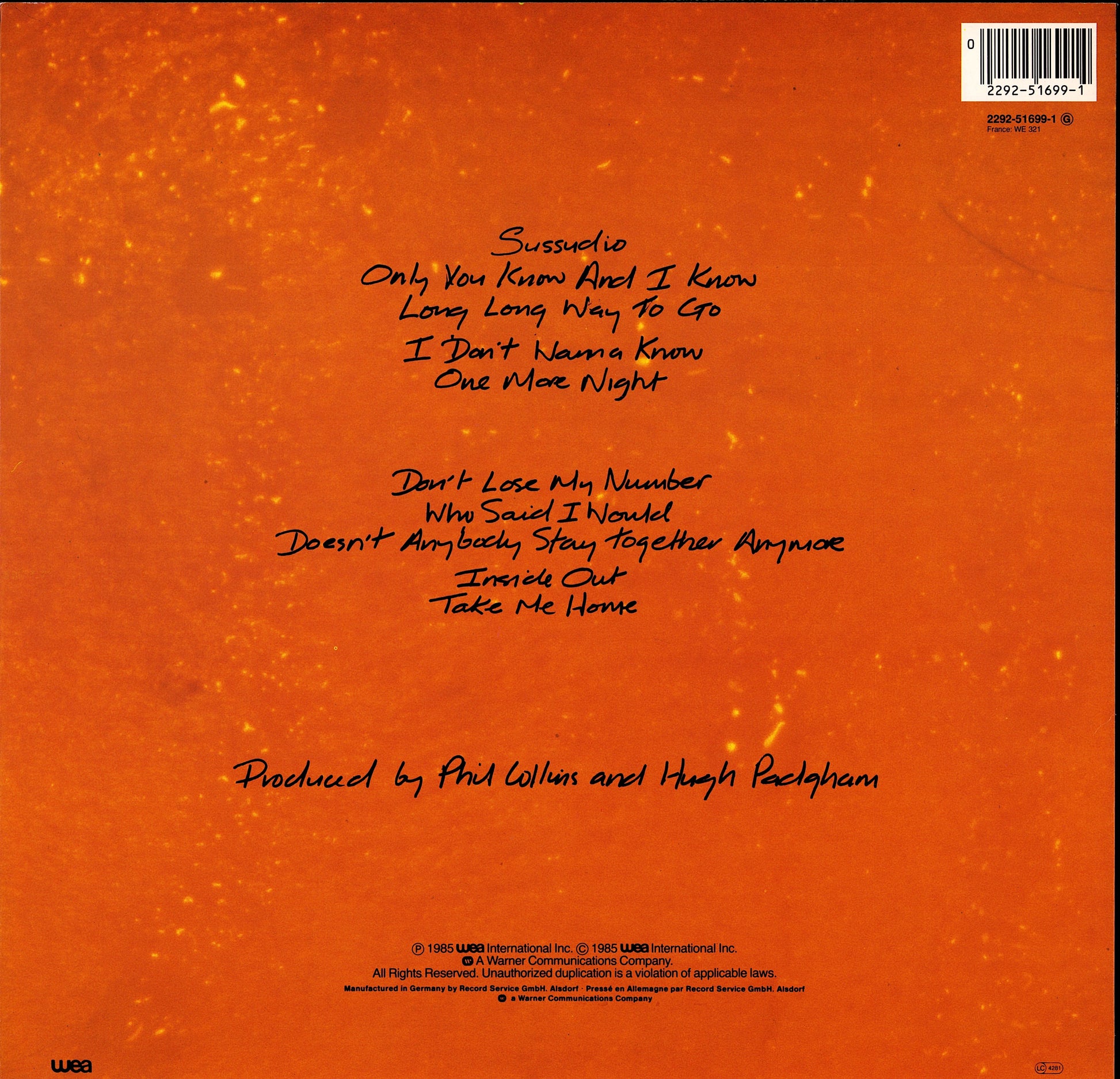 Phil Collins – No Jacket Required Vinyl LP