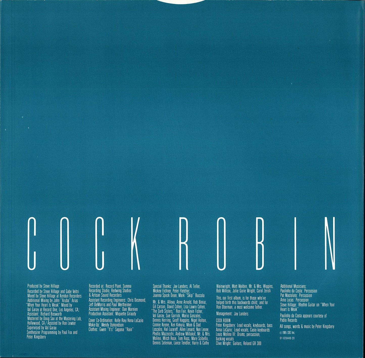 Cock Robin - Cock Robin Vinyl LP Kopie