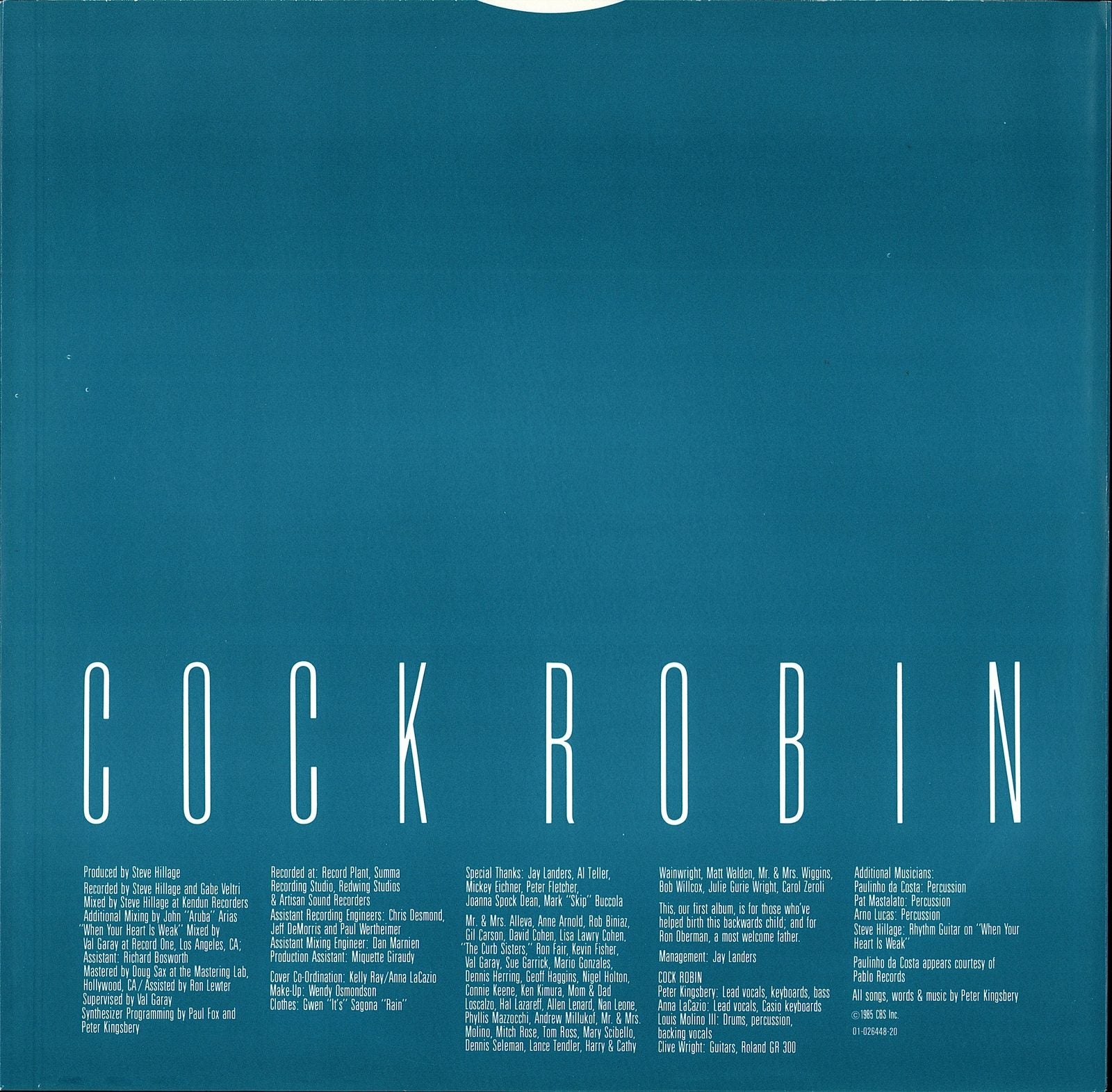Cock Robin - Cock Robin Vinyl LP Kopie