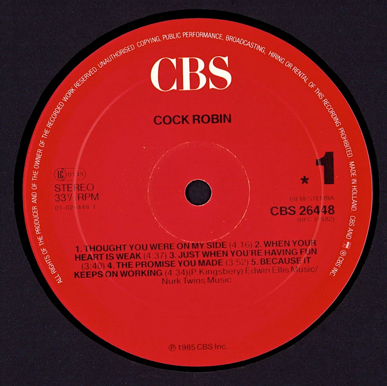 Cock Robin - Cock Robin Vinyl LP Kopie