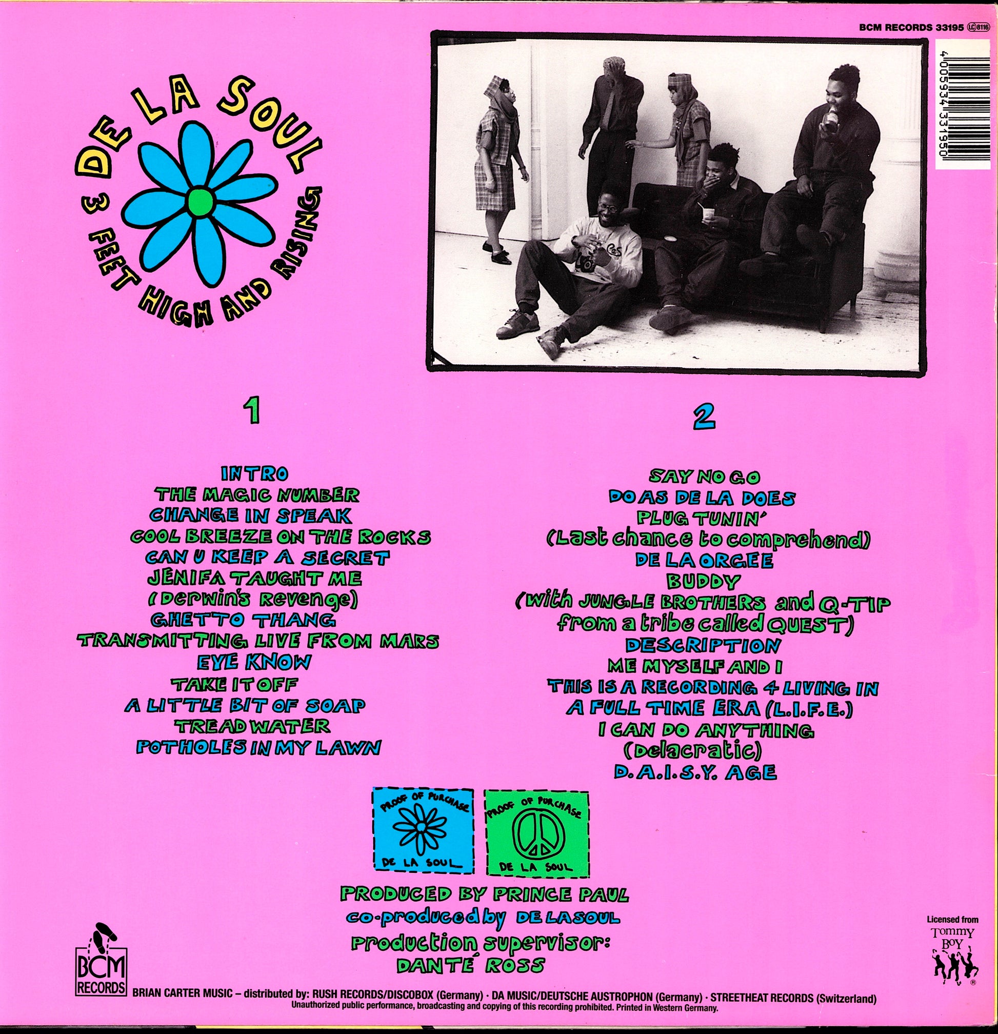 De La Soul ‎– 3 Feet High And Rising Vinyl LP