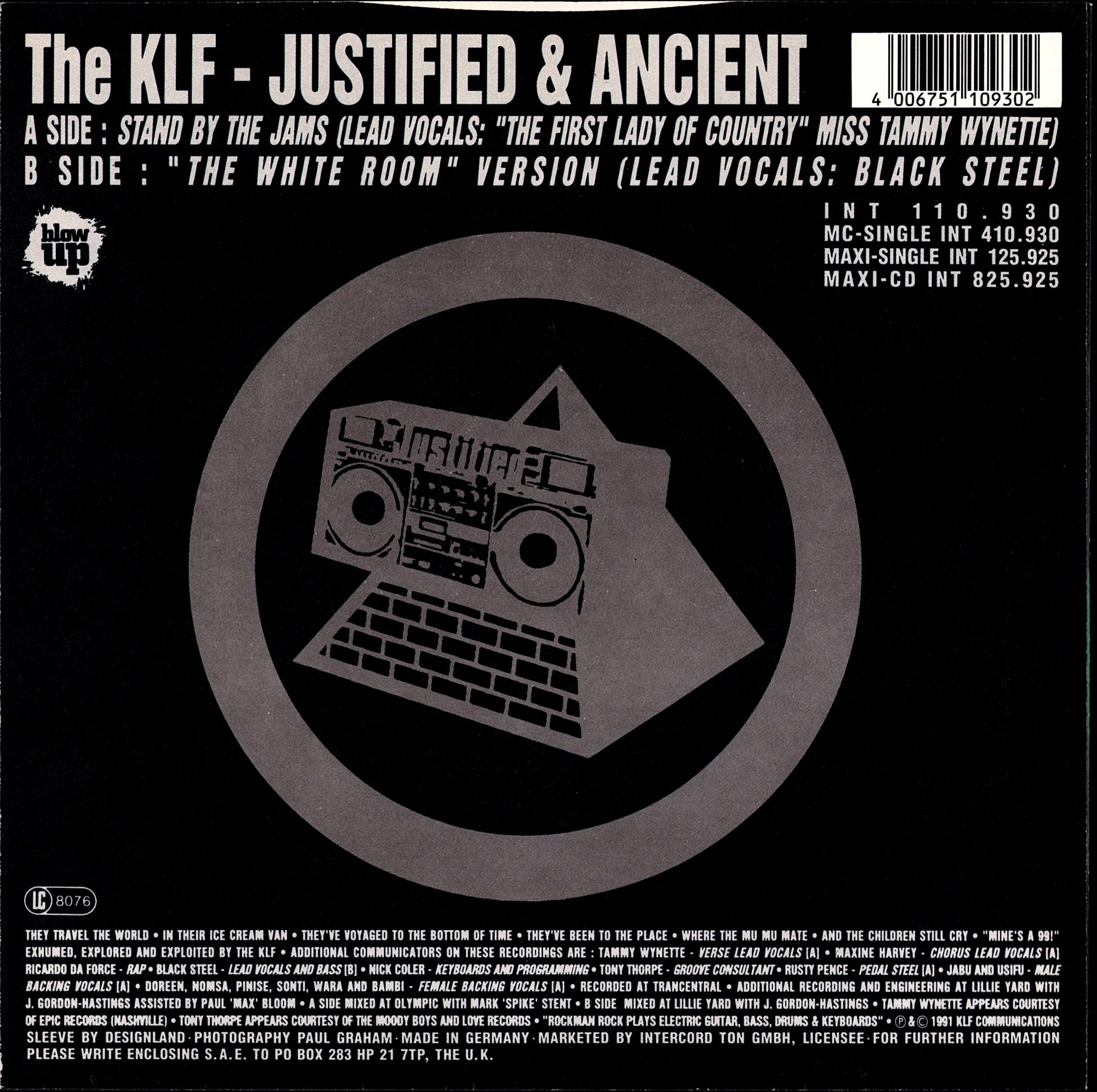 The KLF ‎– Justified & Ancient Vinyl 7" Kopie