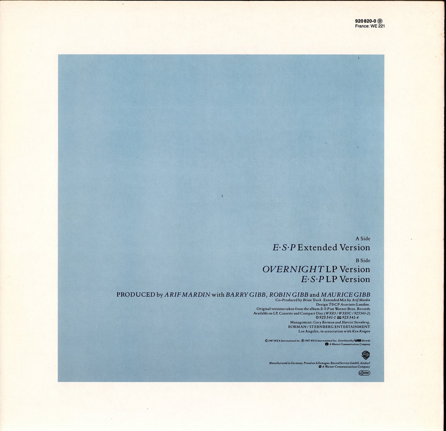 Bee Gees – E•S•P Extended Version Vinyl 12" Maxi-Single