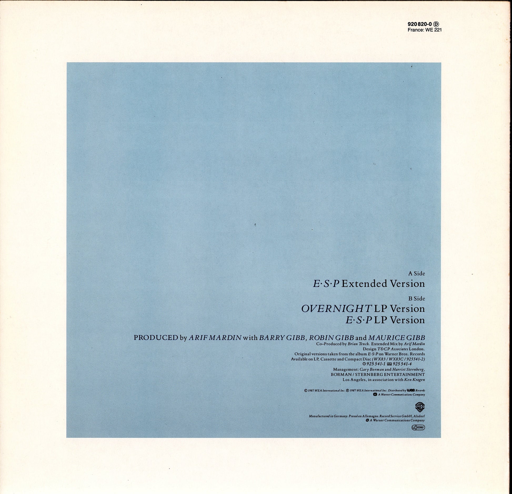 Bee Gees – E•S•P Extended Version Vinyl 12" Maxi-Single